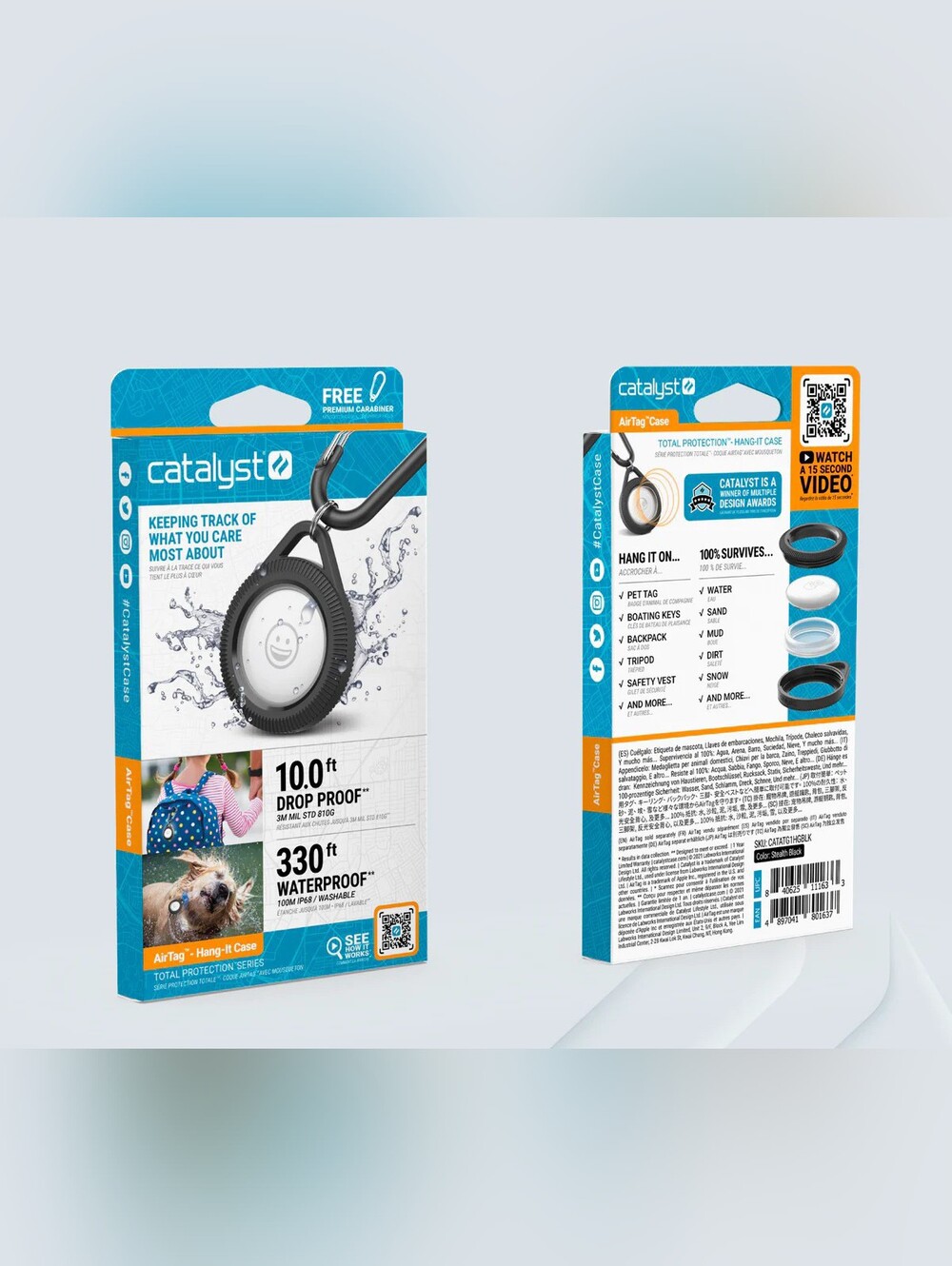 AirTag Total Protection Case Hang-It x Catalyst • Track Keys Bags Pets etc NWT